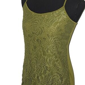 Y2K Green Lace Camisole PHOEBE BUFFAY Floral Top ELF FAIRY Forest Grunge bust 34